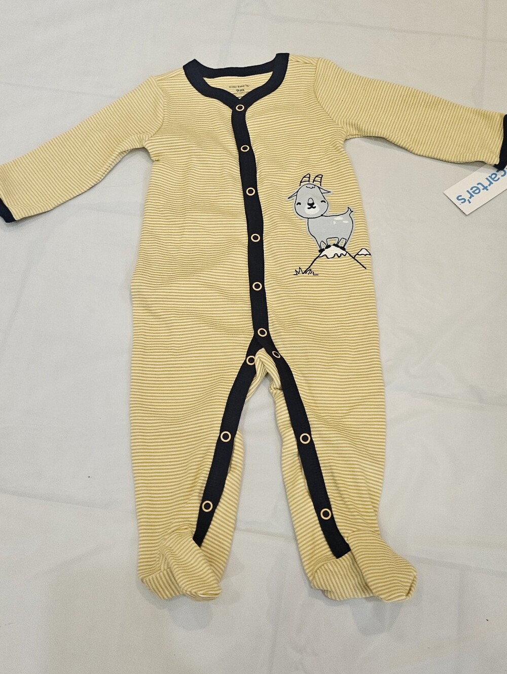 NWT Carter's Baby Boy Goat Snap-Up Sleep & Play Footed Pajamas Yellow 9M